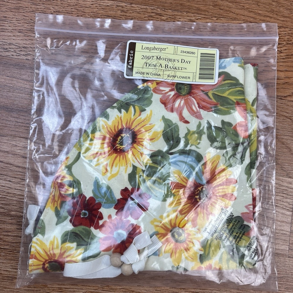 Longaberger Fabric Liner for 2007‎ Mother's Day Trim-A-Basket Sunflower NEW